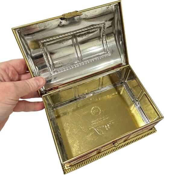 Linette candy cookie tin box hinged lid camel back floral mini chest multicolor - Picture 5 of 9